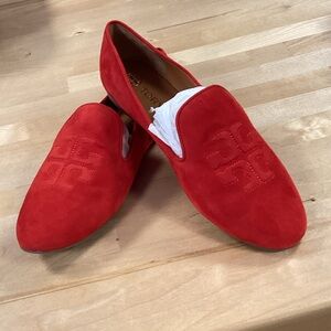 Tory Burch Red Suede Loafers